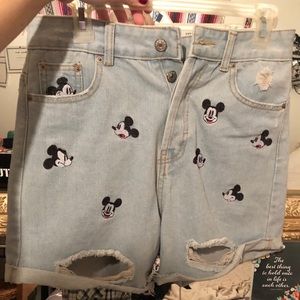 Mickey Mouse high waisted distressed shorts
